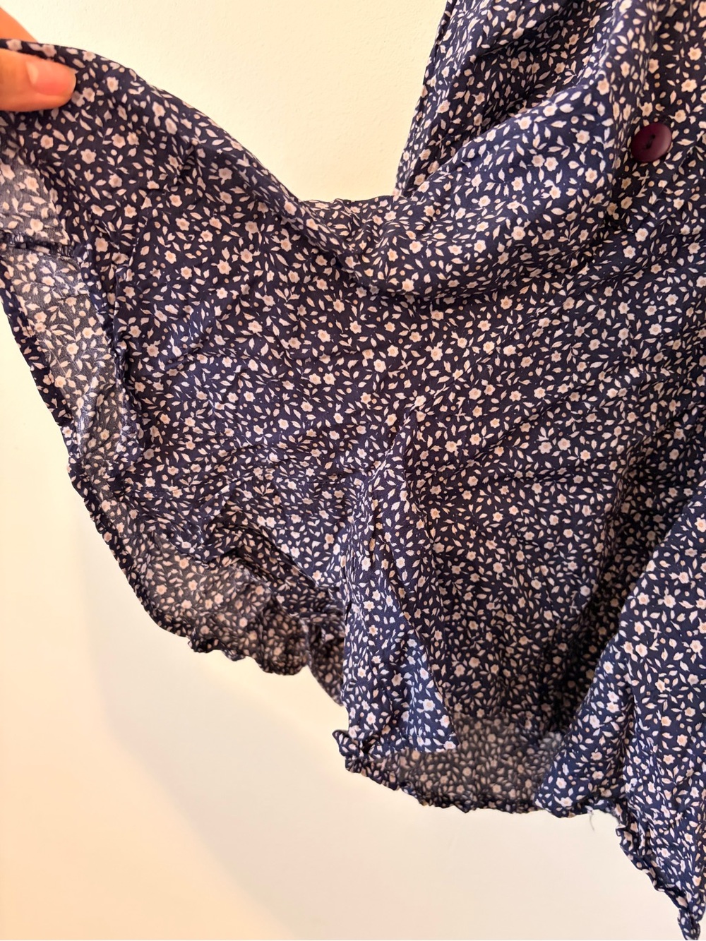90s Rampage Navy Floral Button-Front Romper - Picture 3 of 5